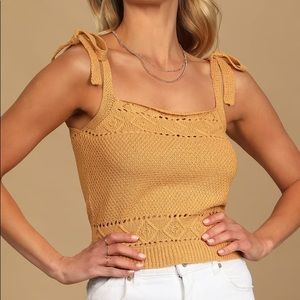 NWOT Lulus Pointelle Knit Tie-Strap Tank Top